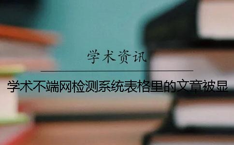 学术不端网检测系统表格里的文章被显示抄袭了在哪里能修改？