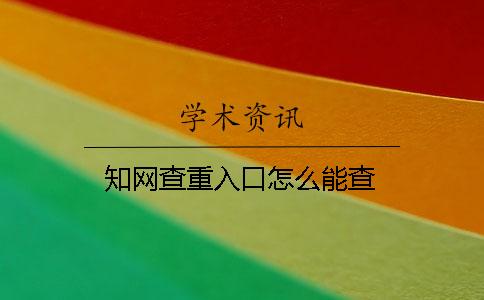 知网查重入口怎么能查