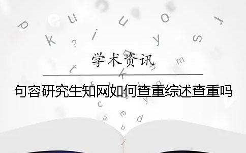 句容研究生知网如何查重？综述查重吗？