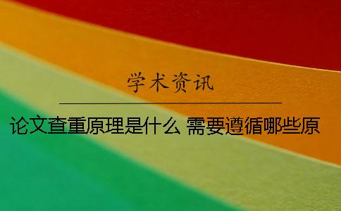 论文查重原理是什么 需要遵循哪些原则 论文查重的原理是什么